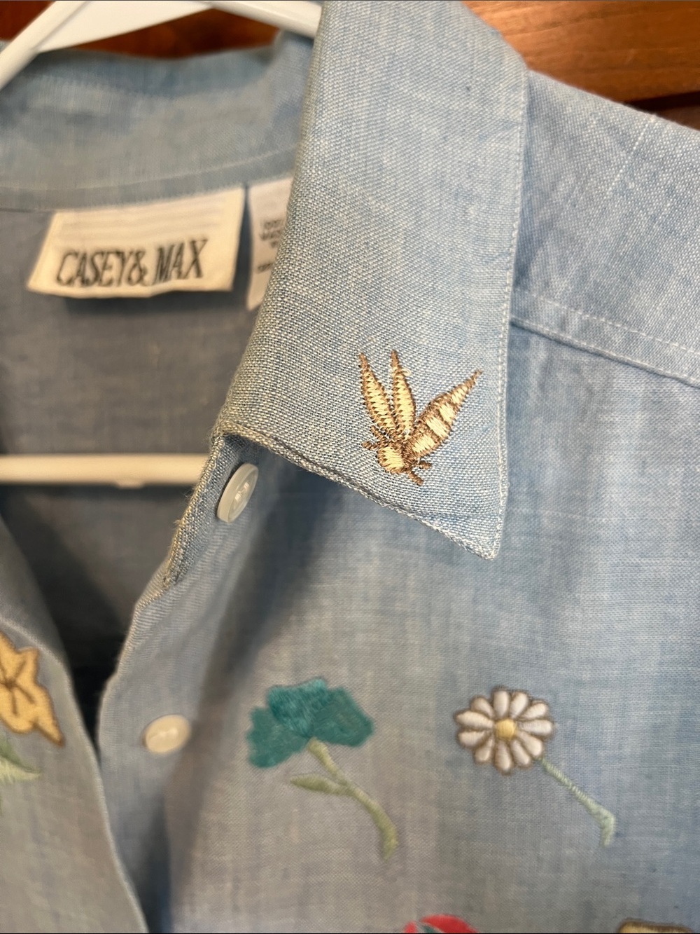 Casey & Max Light Blue Embroidered Button-Up Shirt - Picture 7 of 11